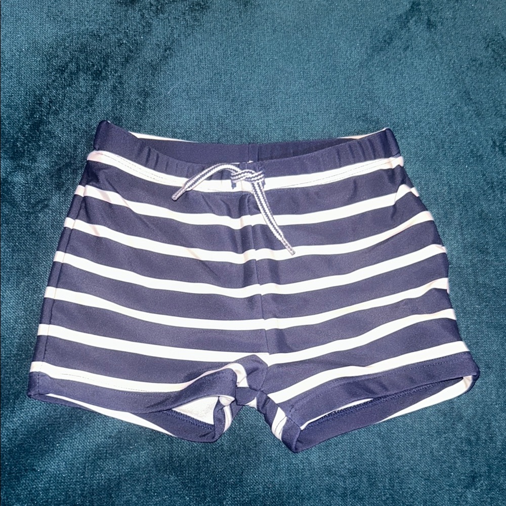 Janie and Jack Navy Striped rashguard Swim Shorts
